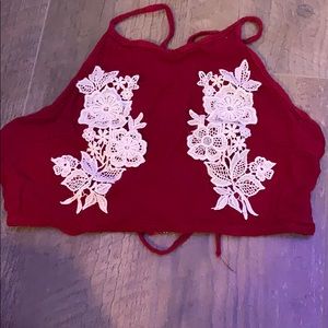 red/burgundy crop top